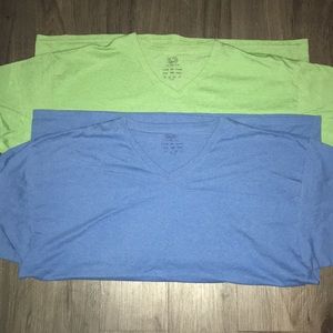 2 Fruit Of The Loom Mens 2XL V-Necks; Blue & Green